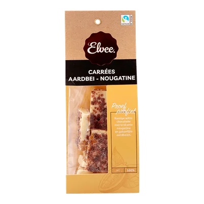 Elvee Carrees aardbei nougatine Zak 150 g