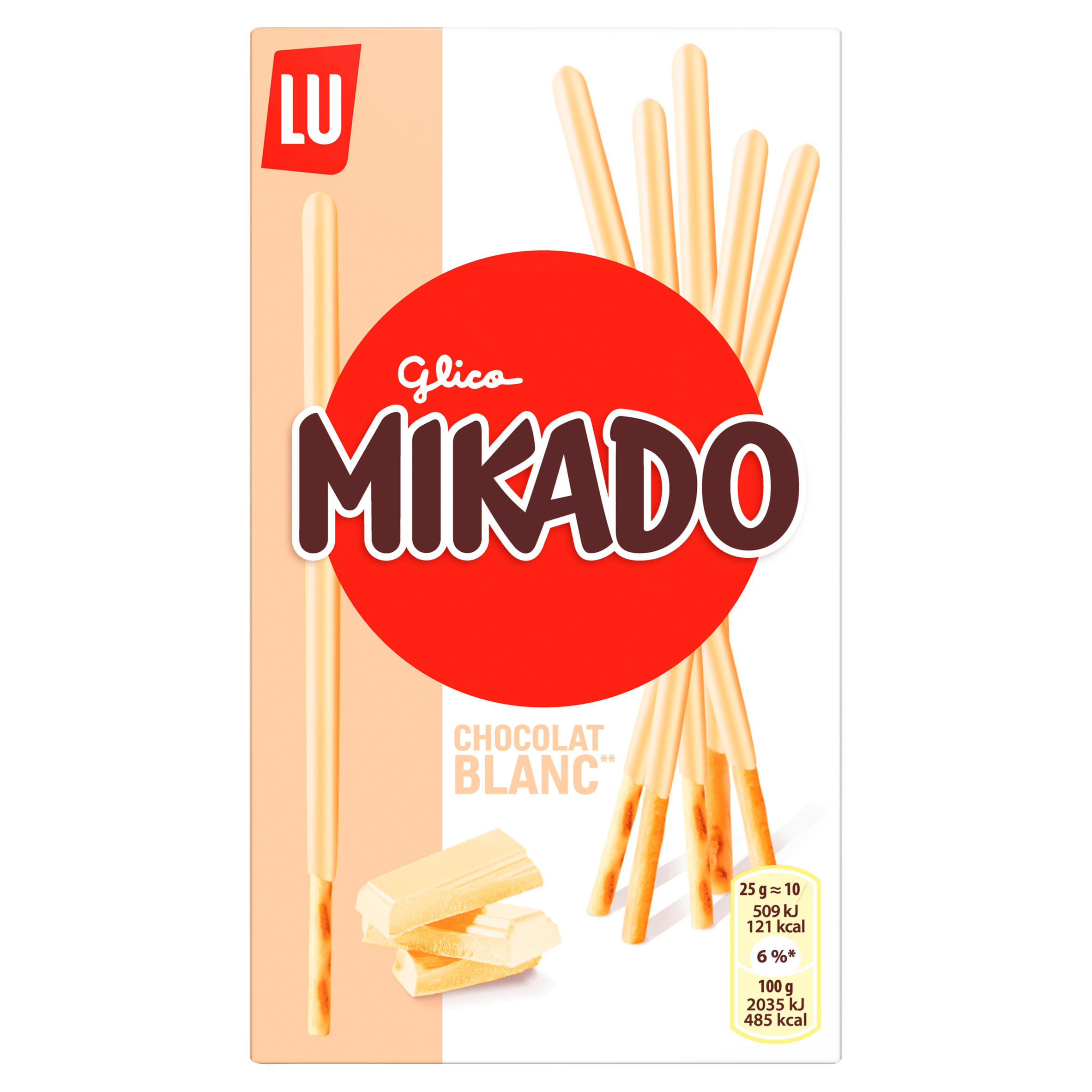 Lu Mikado Chocolade Koekjes Wit Doos 70 g