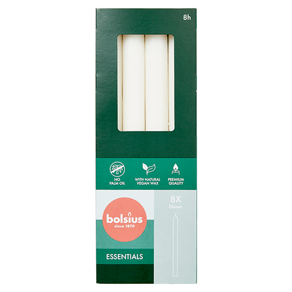 Bolsius Dinerkaarsen cloudy white Doos 8 st