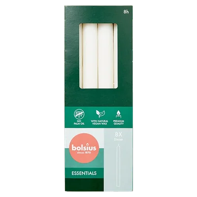 Bolsius Dinerkaarsen cloudy white Doos 8 st