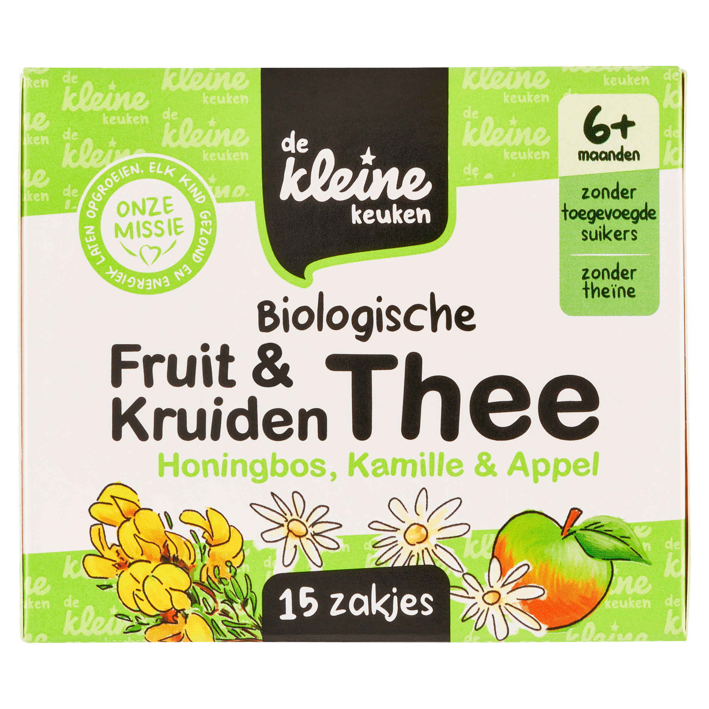 De Kleine Keuken thee honingbos kamille appel 6m+ Doos 19 g