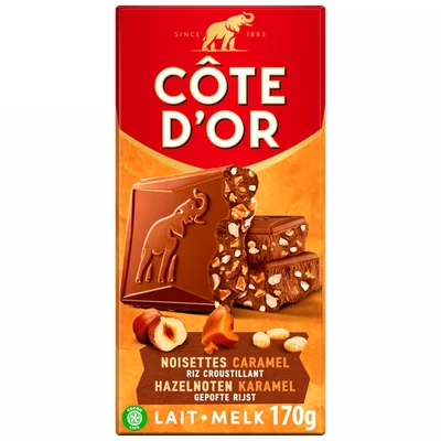 Côte d'Or Melk hazelnoot karamel gepofte rijst Wikkel 170 g
