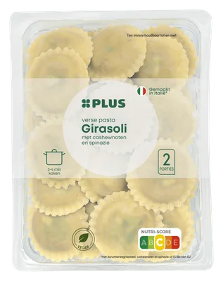 PLUS Verse vegan pasta gevuld cashewnoot Blister 250 g