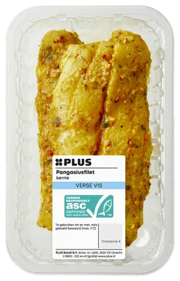 PLUS Pangasiusfilet kerrie marinade Tray 365 g