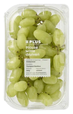 PLUS Druiven wit pitloos Bakje met deksel 500 g