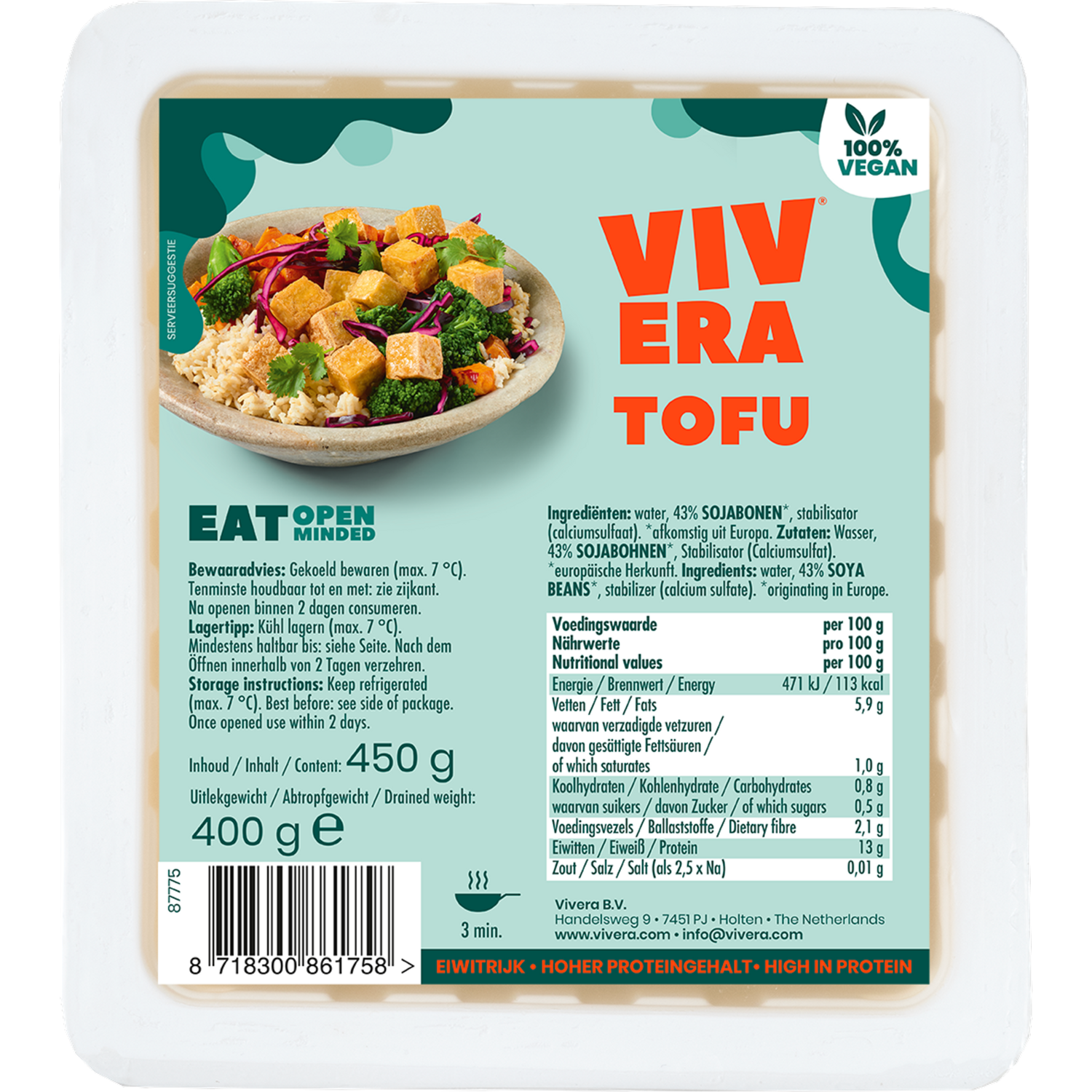 Vivera Tofu Tray 450 g