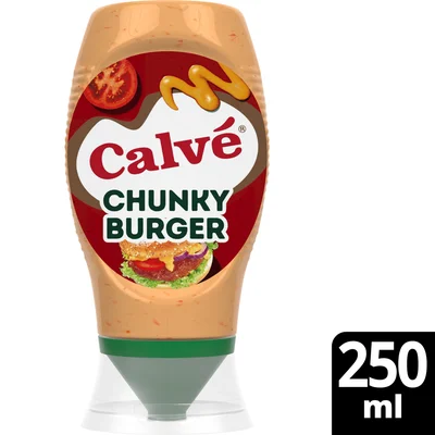 Calvé Snacksaus chunky burger Fles 258 g