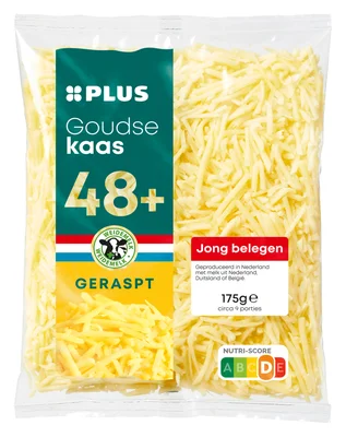 PLUS Goudse geraspte kaas jong belegen 30+ Zak 175 g