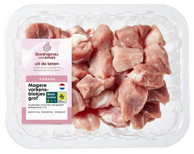 PLUS Boerentrots Magere varkensblokjes grof 300 gram