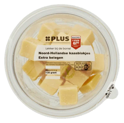 PLUS N-Holl Kaasblokjes Extra Bele Bakje 130 g
