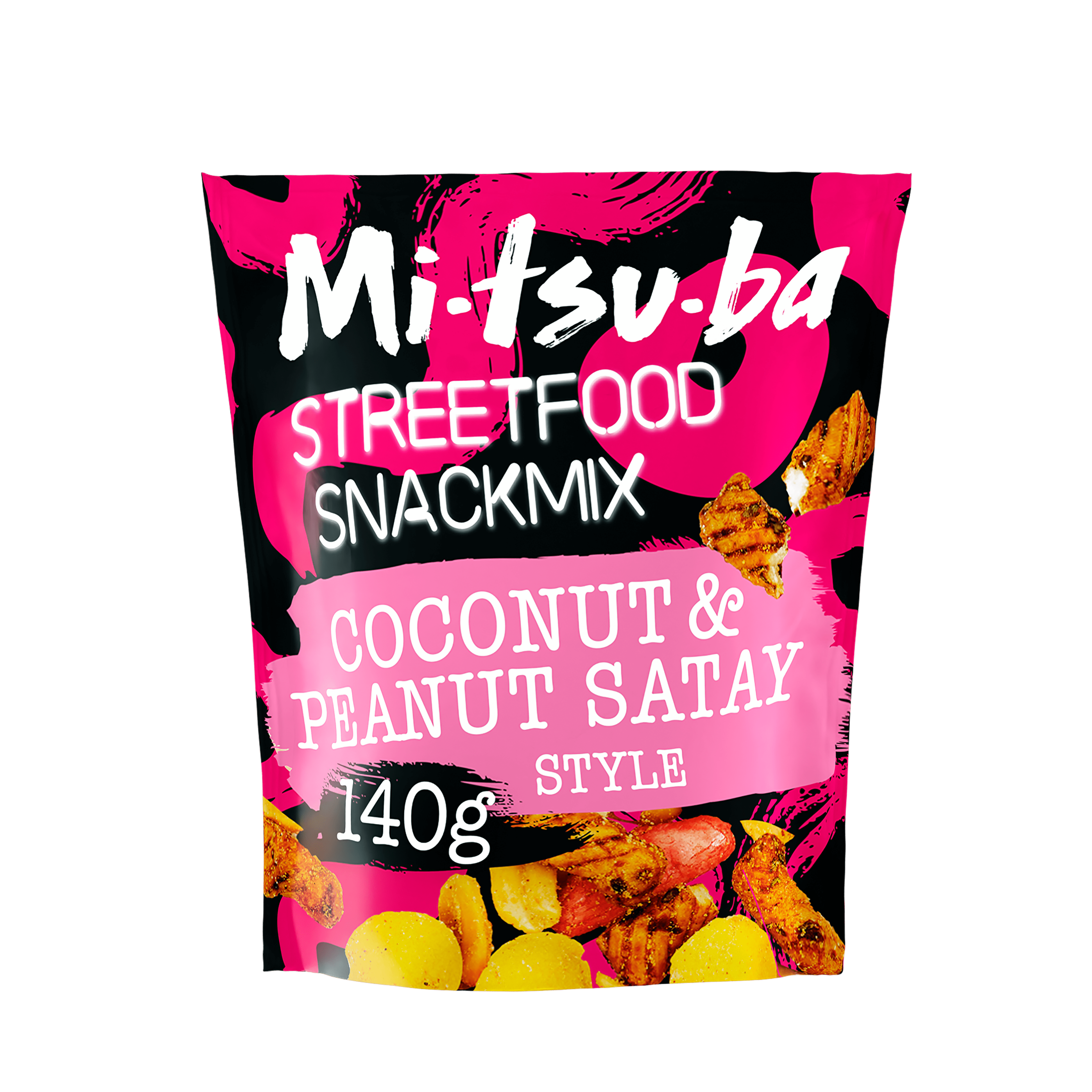 Mitsuba Street food snackmix coconut &amp; peanut Zakje 140 g