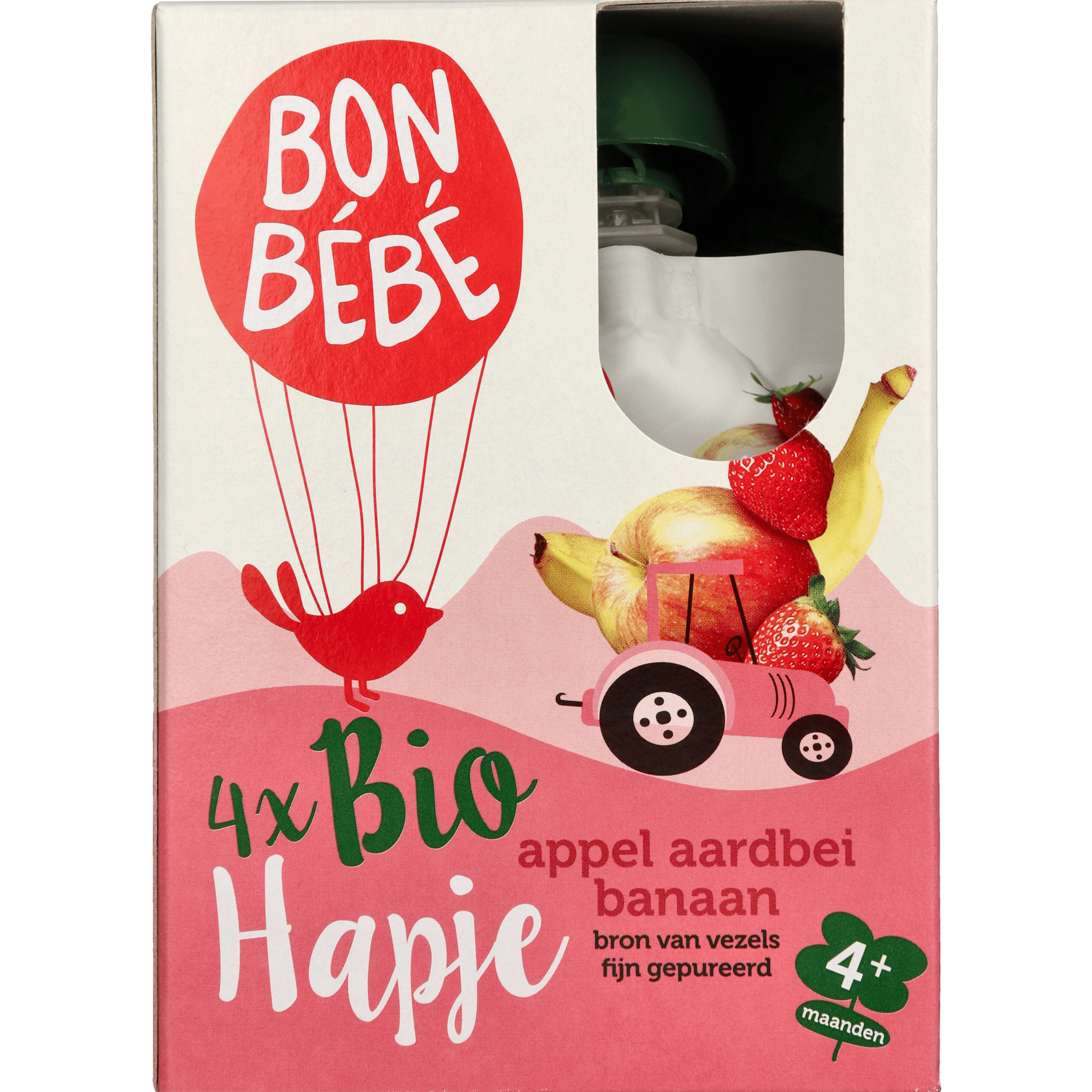 Bonbebe Bio 6+ appel aardbei multipack Doos 360 g