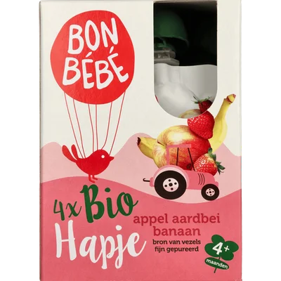 Bonbebe Bio 6+ appel aardbei multipack Doos 360 g