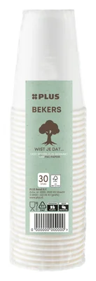 PLUS Beker wit karton 180ml FSC