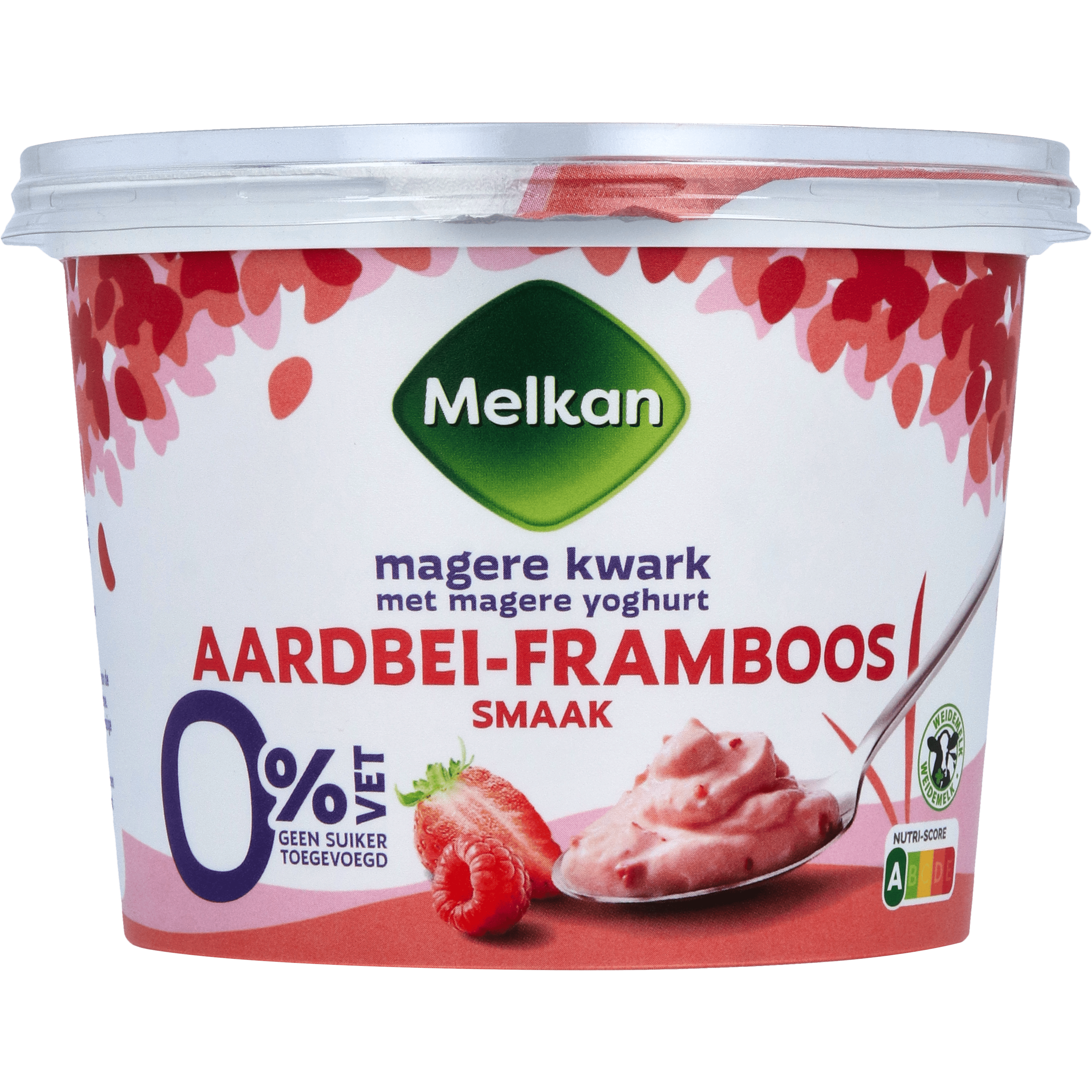 Melkan Kwark magere aardbei-framboos