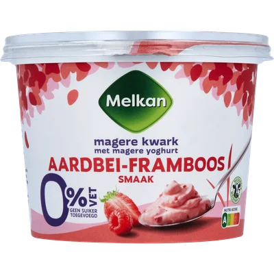 Melkan Kwark magere aardbei-framboos