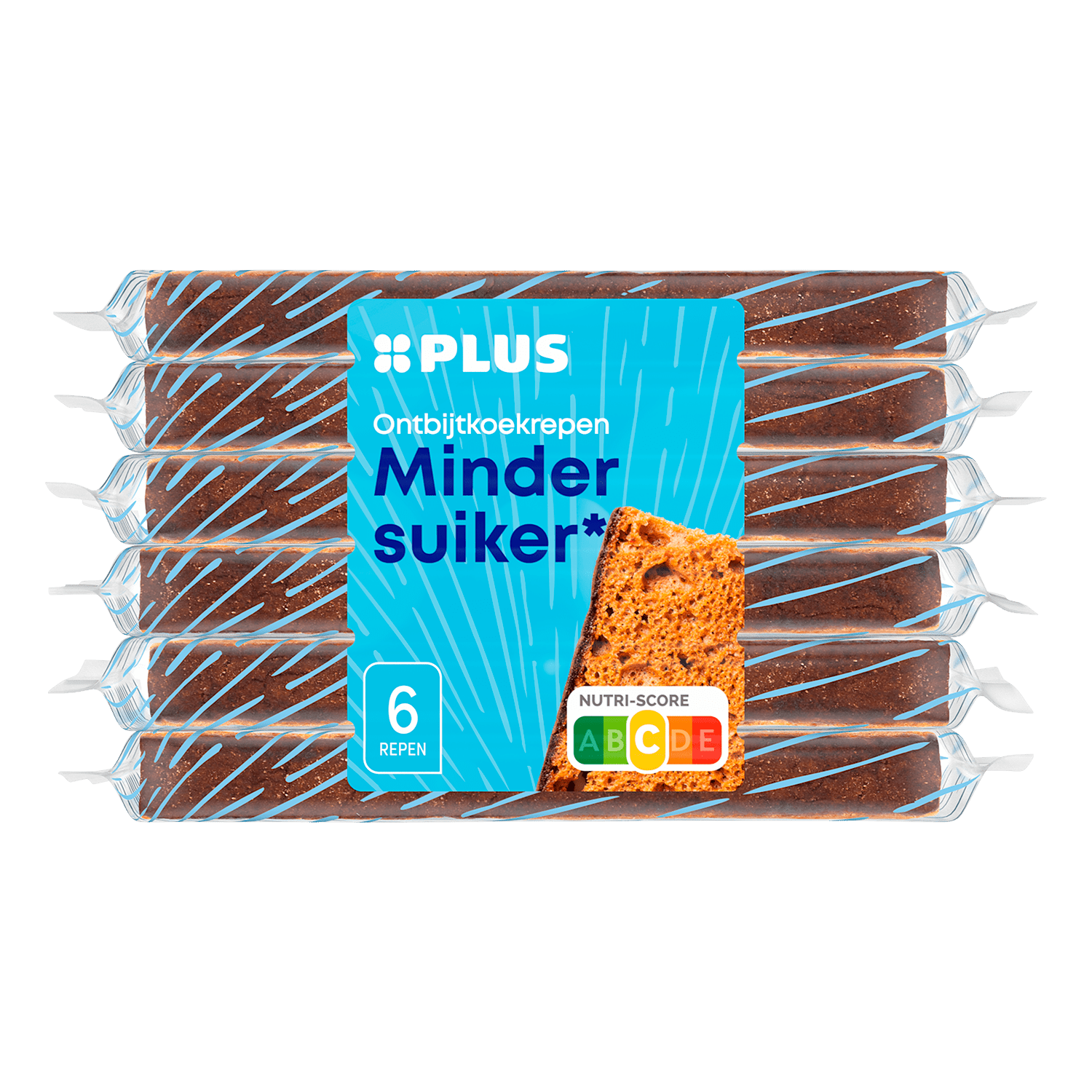 PLUS Ontbijtkoekrepen Minder suiker 6 pack