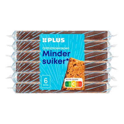 PLUS Ontbijtkoekrepen Minder suiker 6 pack
