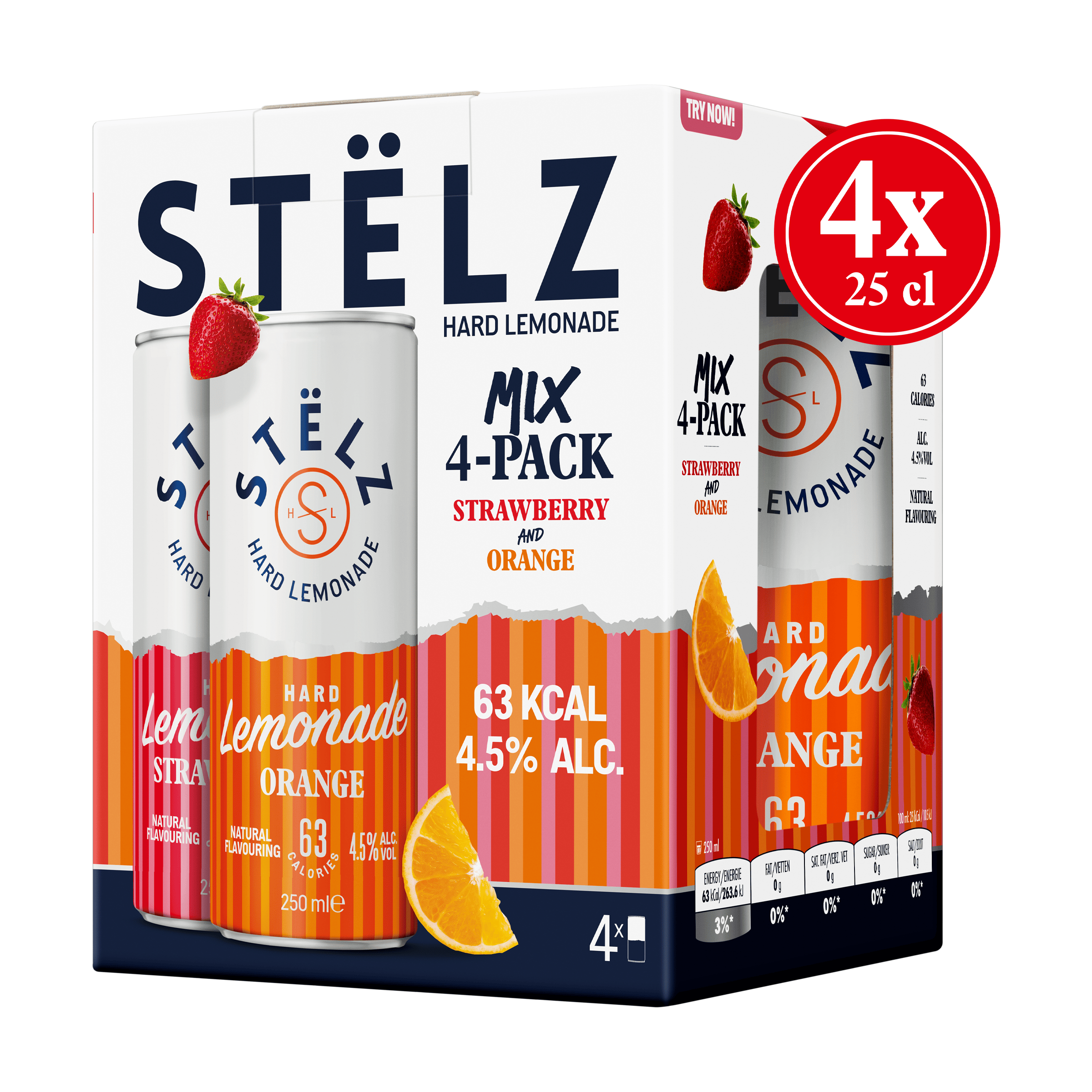Stëlz Hard Lemonade mix Strawberry & Orange