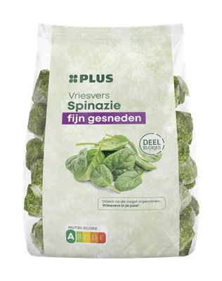 PLUS Gehakte spinazie fijn deelblokjes