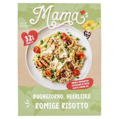Mama's Maaltijden Risotto bospadestoel, doperwt kipfilet