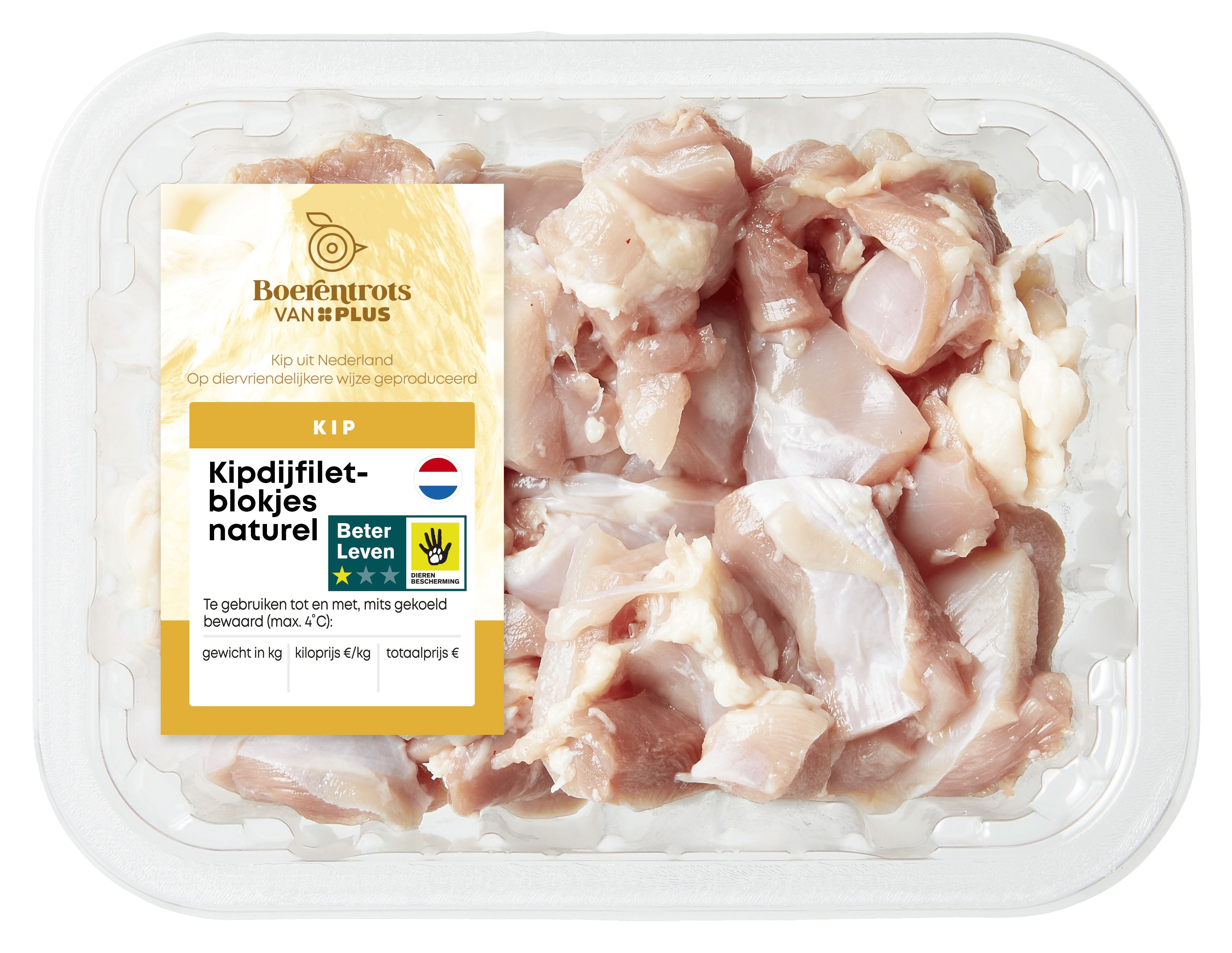 PLUS Boerentrots Kipdijfiletblokjes naturel