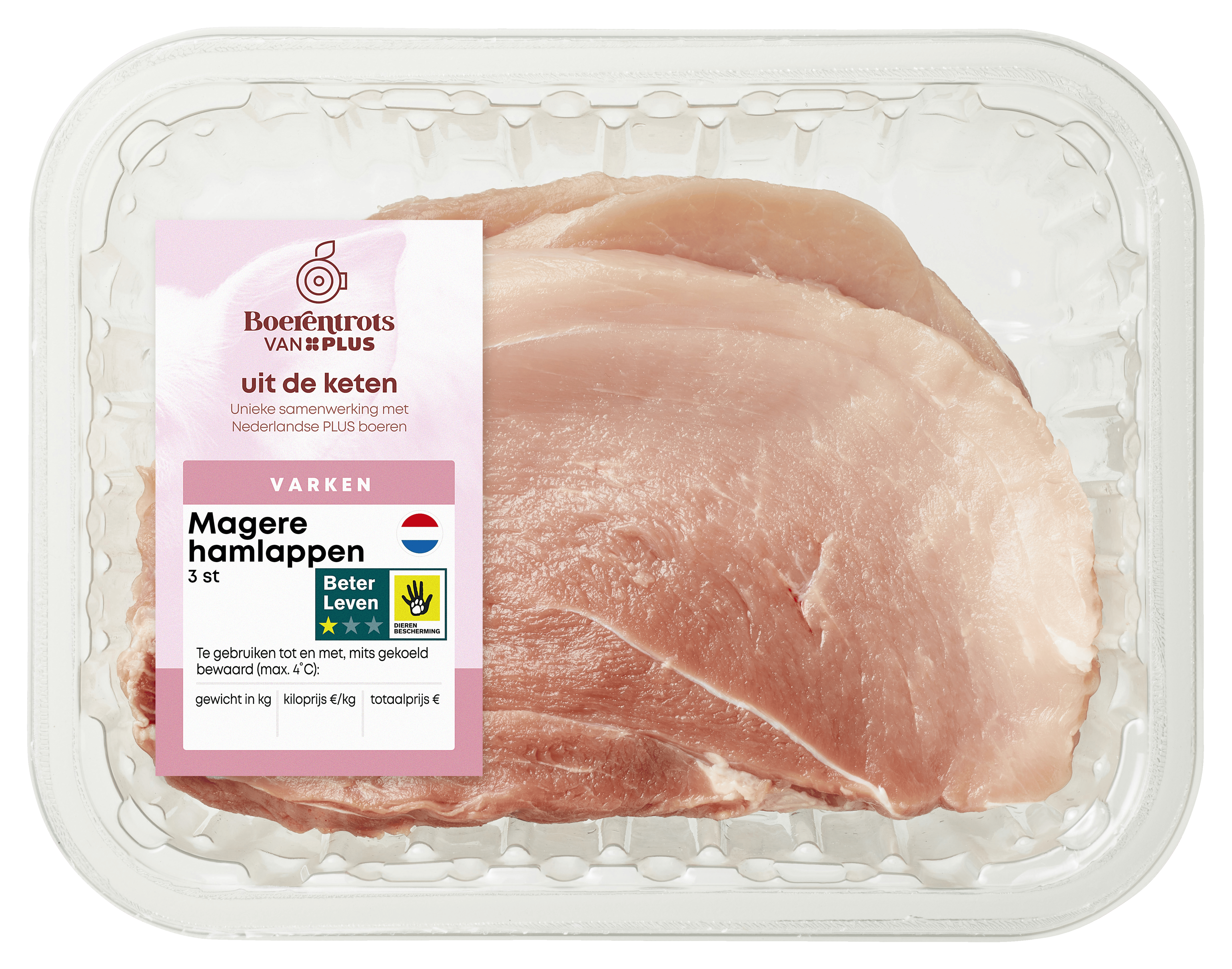 PLUS Boerentrots Magere hamlappen 3 stuks