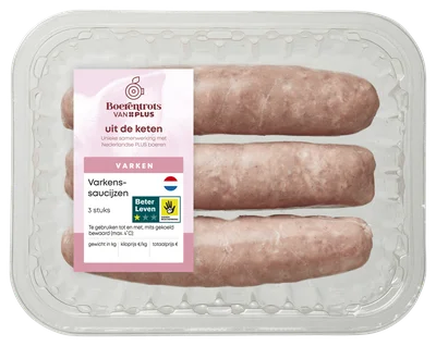 PLUS Varkenssaucijs 3 stuks
