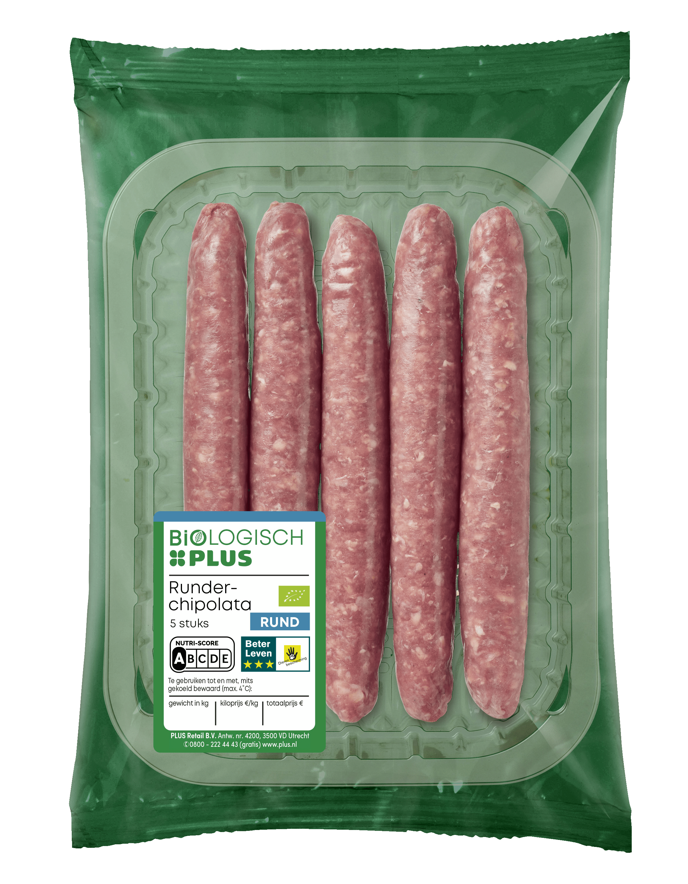Biologisch PLUS Runderchipolata 5 stuks