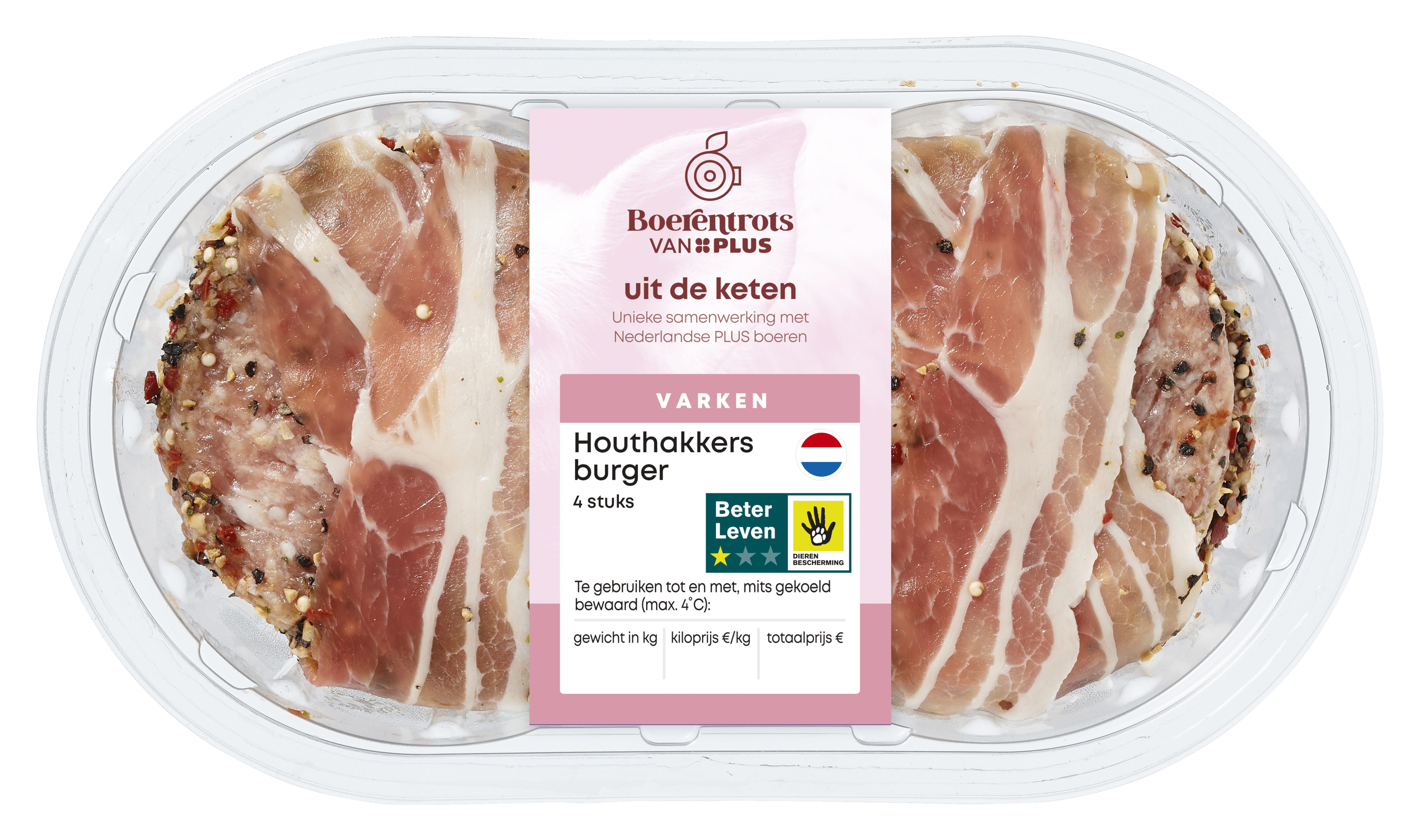 PLUS Boerentrots Houthakkers burger 4 stuks