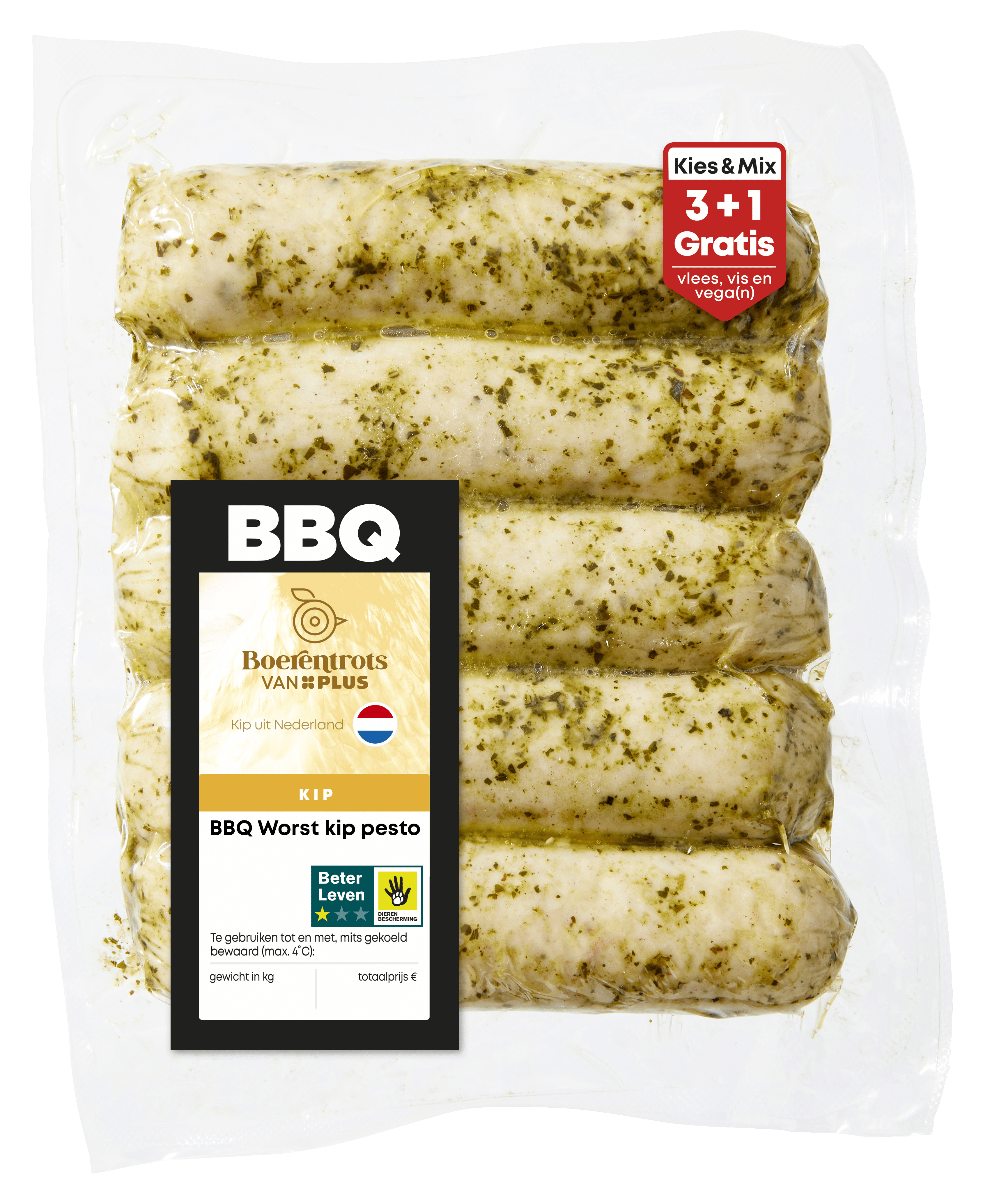 PLUS Boerentrots BBQ worst kip pesto