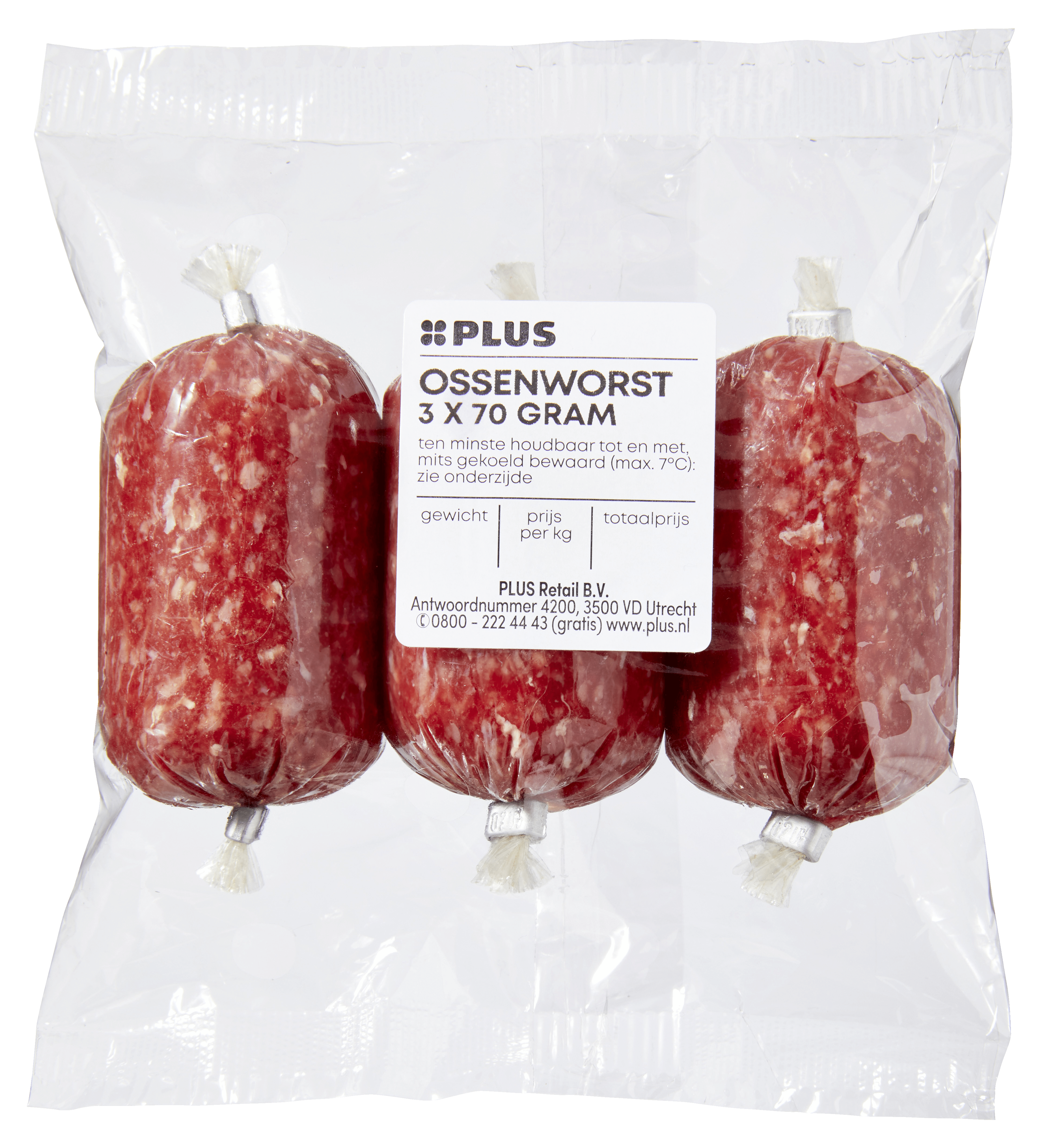 PLUS Ossenworst 3 x 70 gram