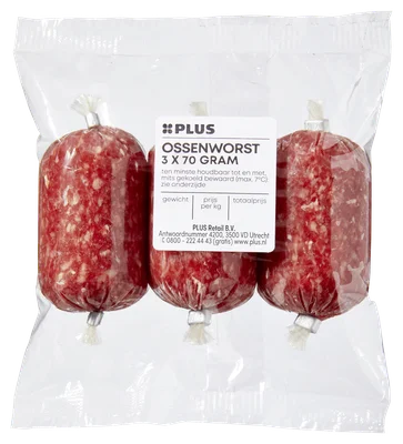 PLUS Ossenworst 3 x 70 gram