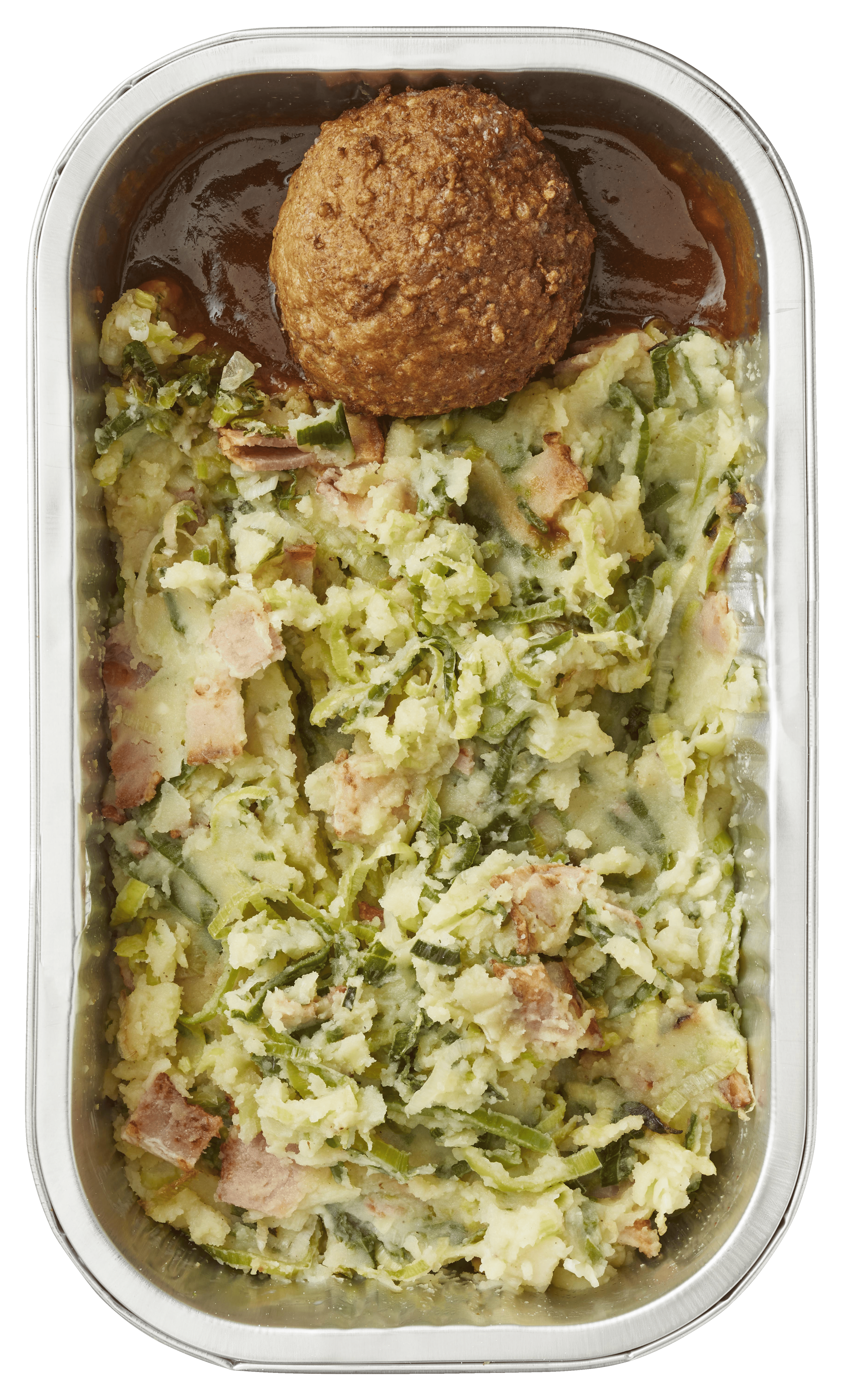 Uit de keuken van PLUS Preistamppot gehaktbal spekjes