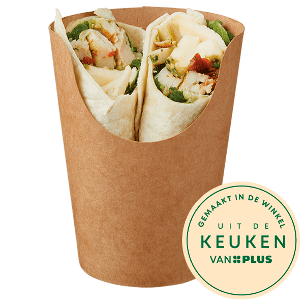 Uit de keuken van PLUS Wrap kip pesto