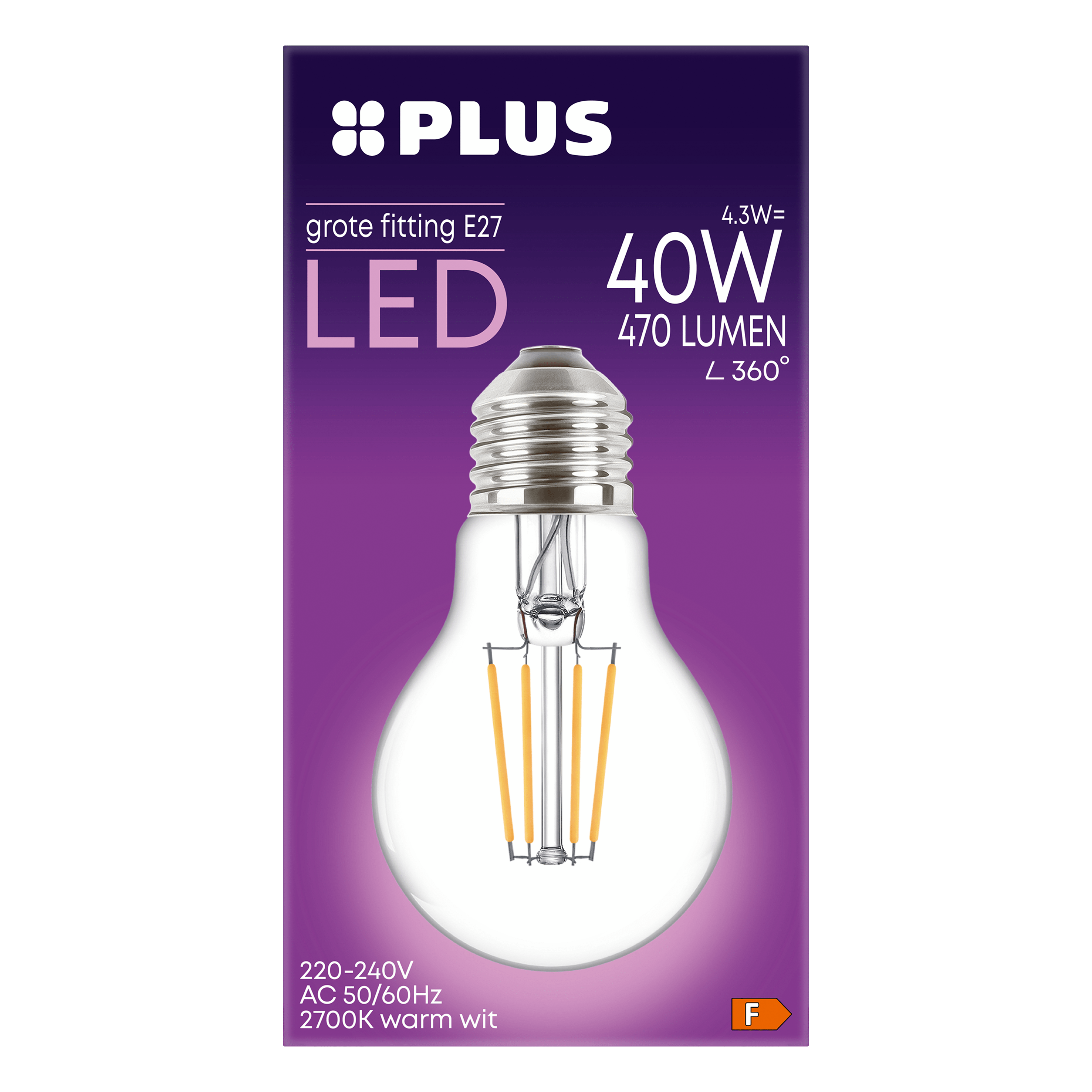 PLUS Lamp LED 40W grote fitting helder