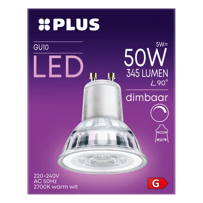 PLUS LED 50W GU10 dimbaar