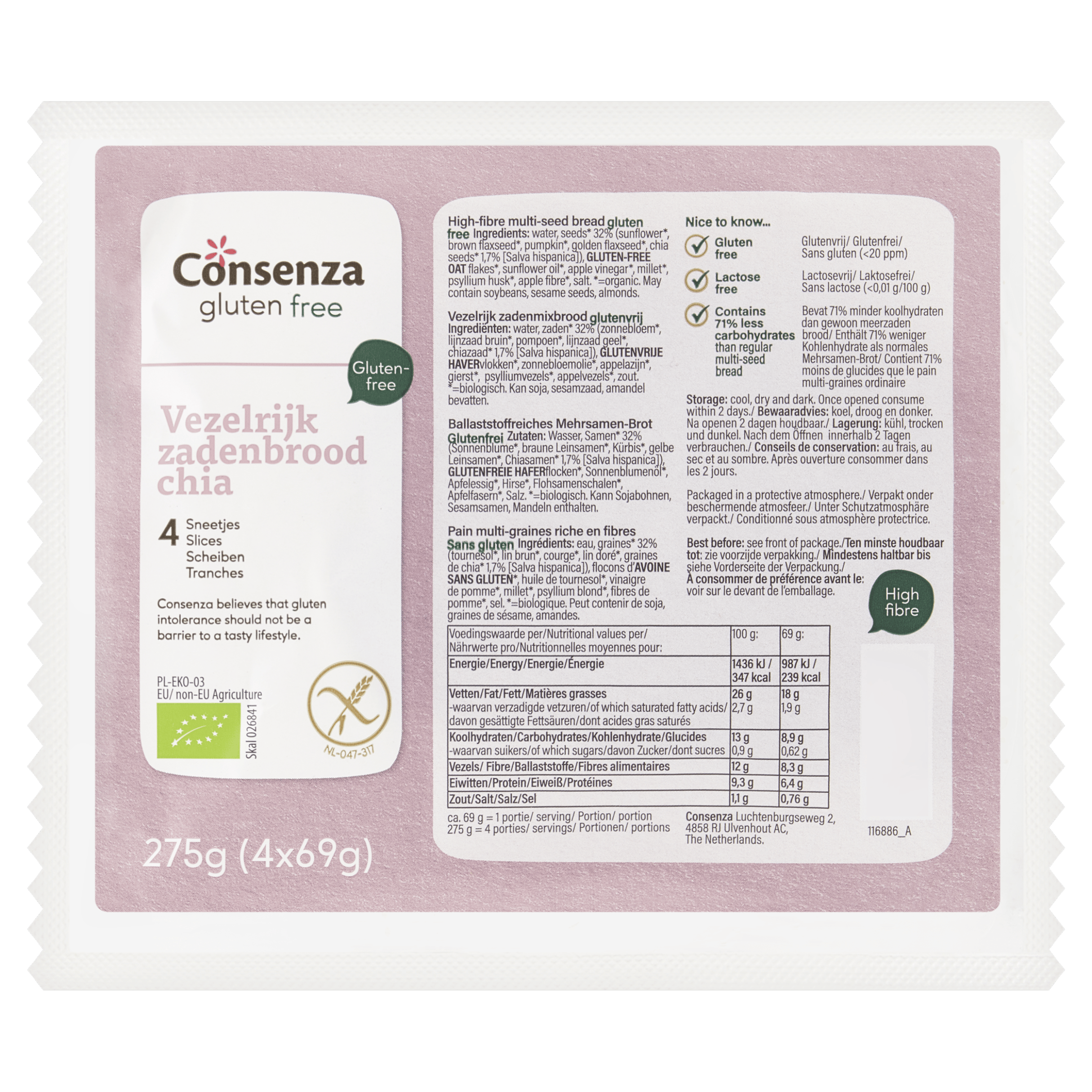 Consenza GV Vezelrijk zadenbrood chia bio