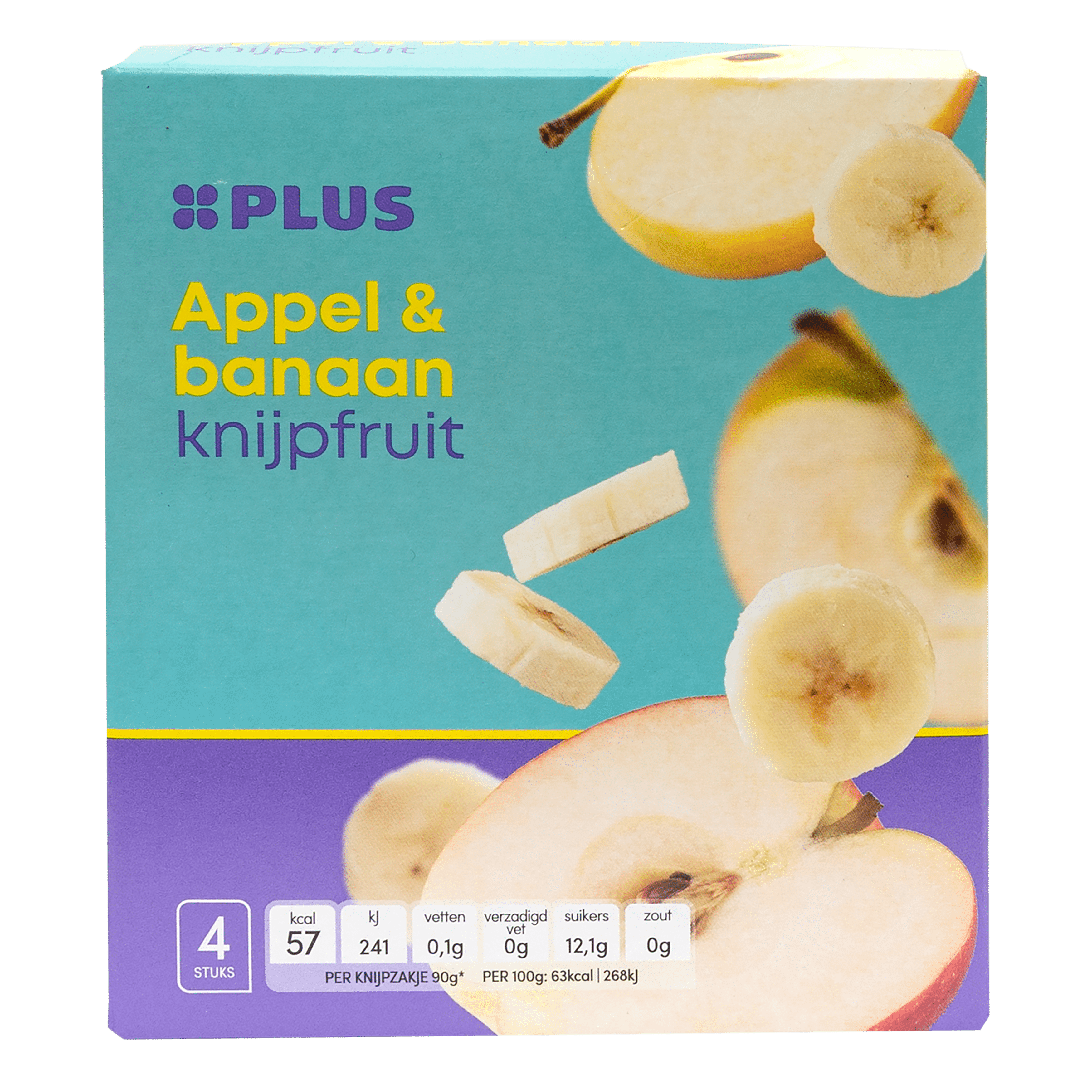 PLUS Knijpfruit appel & banaan 4x90gr