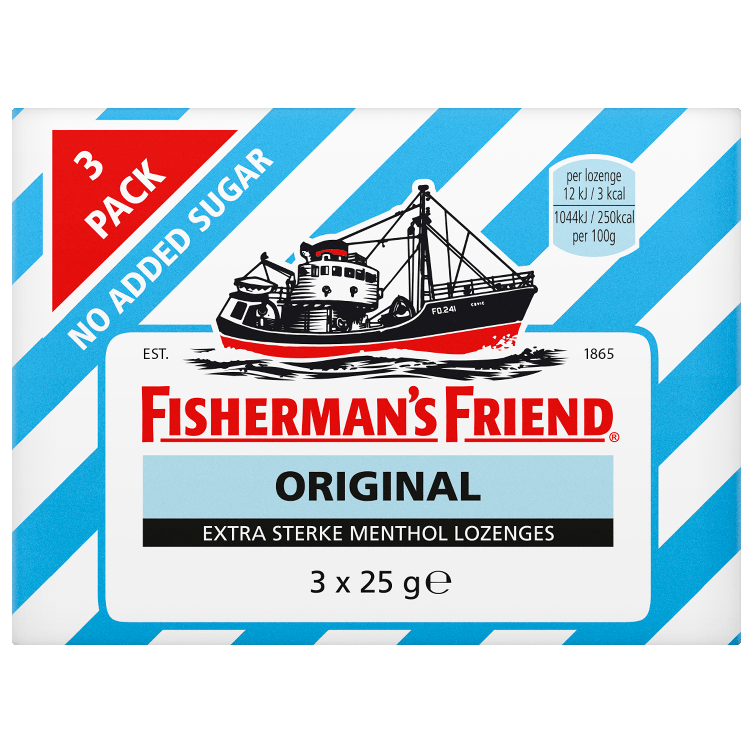 Fisherman's Friends Original Extra Sterk suikervrij 3 pack