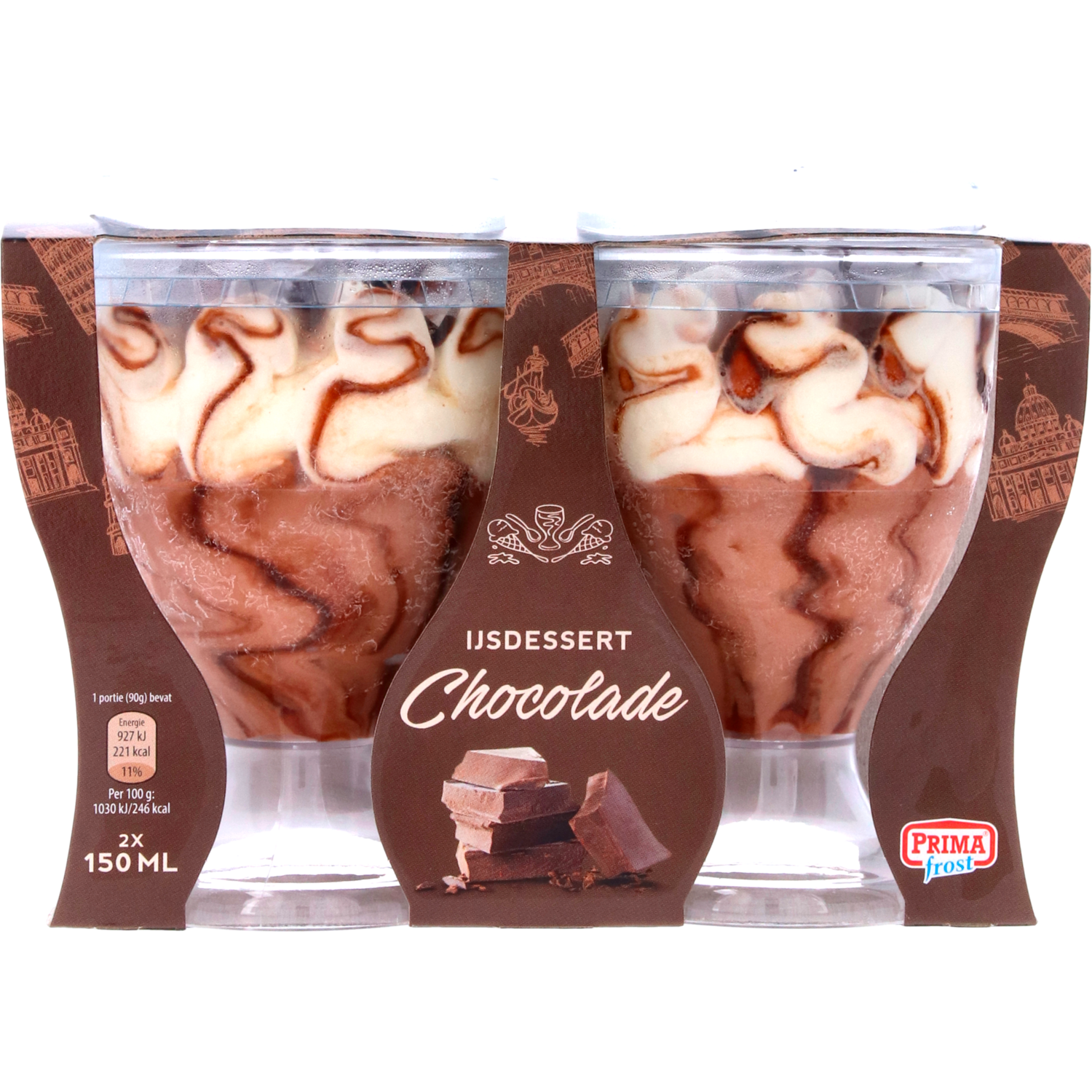Primafrost IJsdessert chocolade 2 stuks