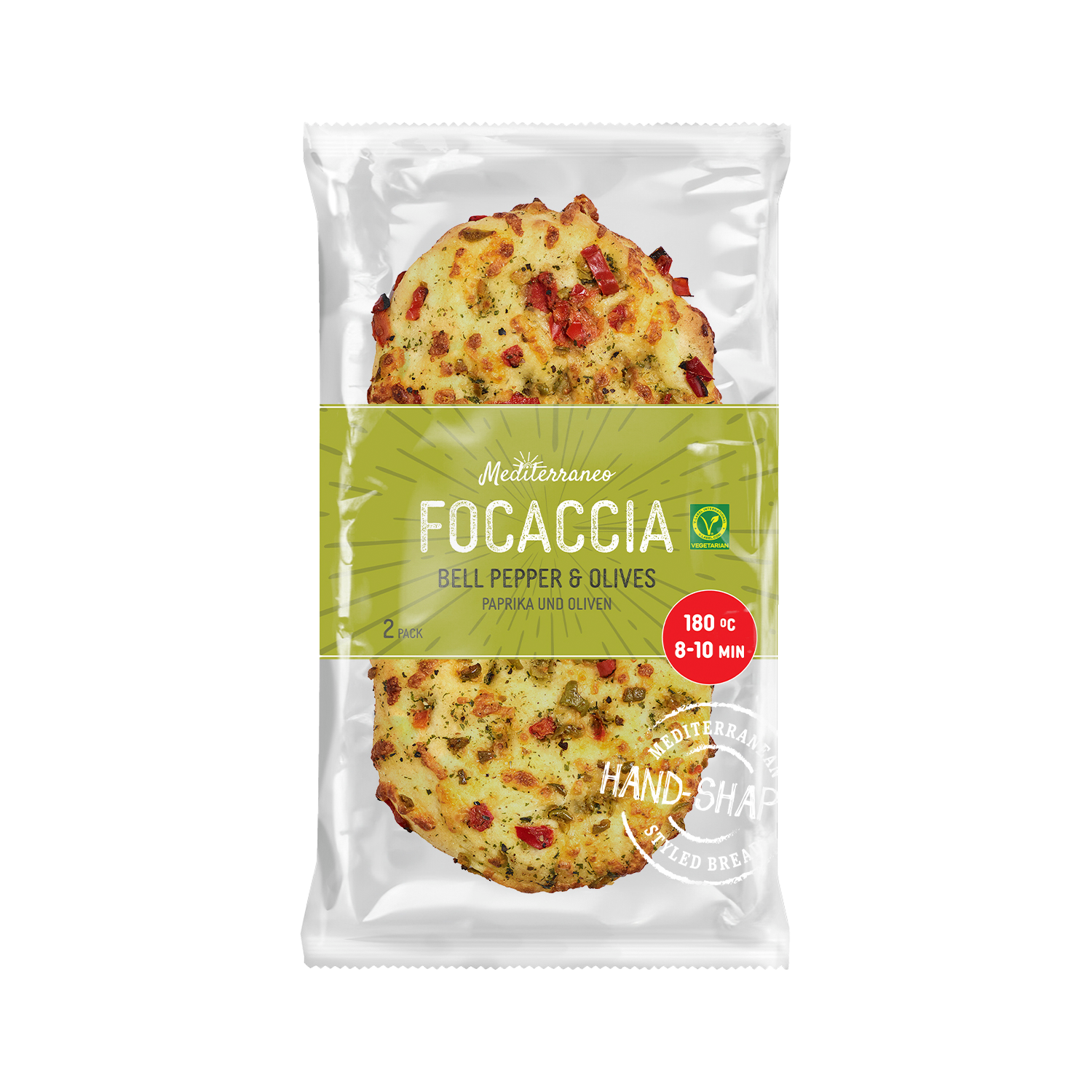 Boboli Duo focaccia paprika & olijf