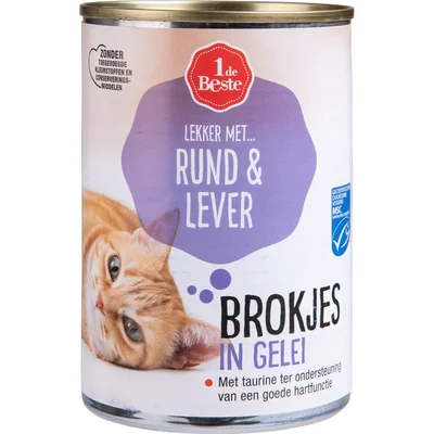 1 de Beste Kattenvoer rund-lever in gelei