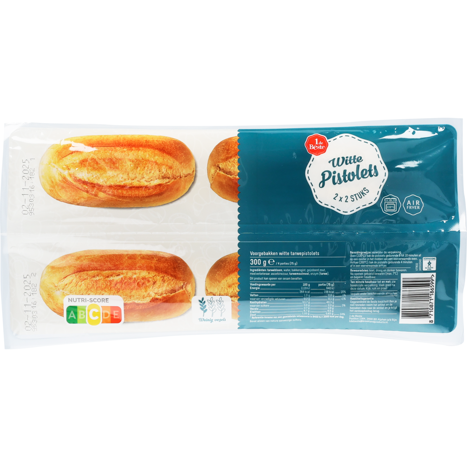 1 de Beste Pistolets wit 4 stuks