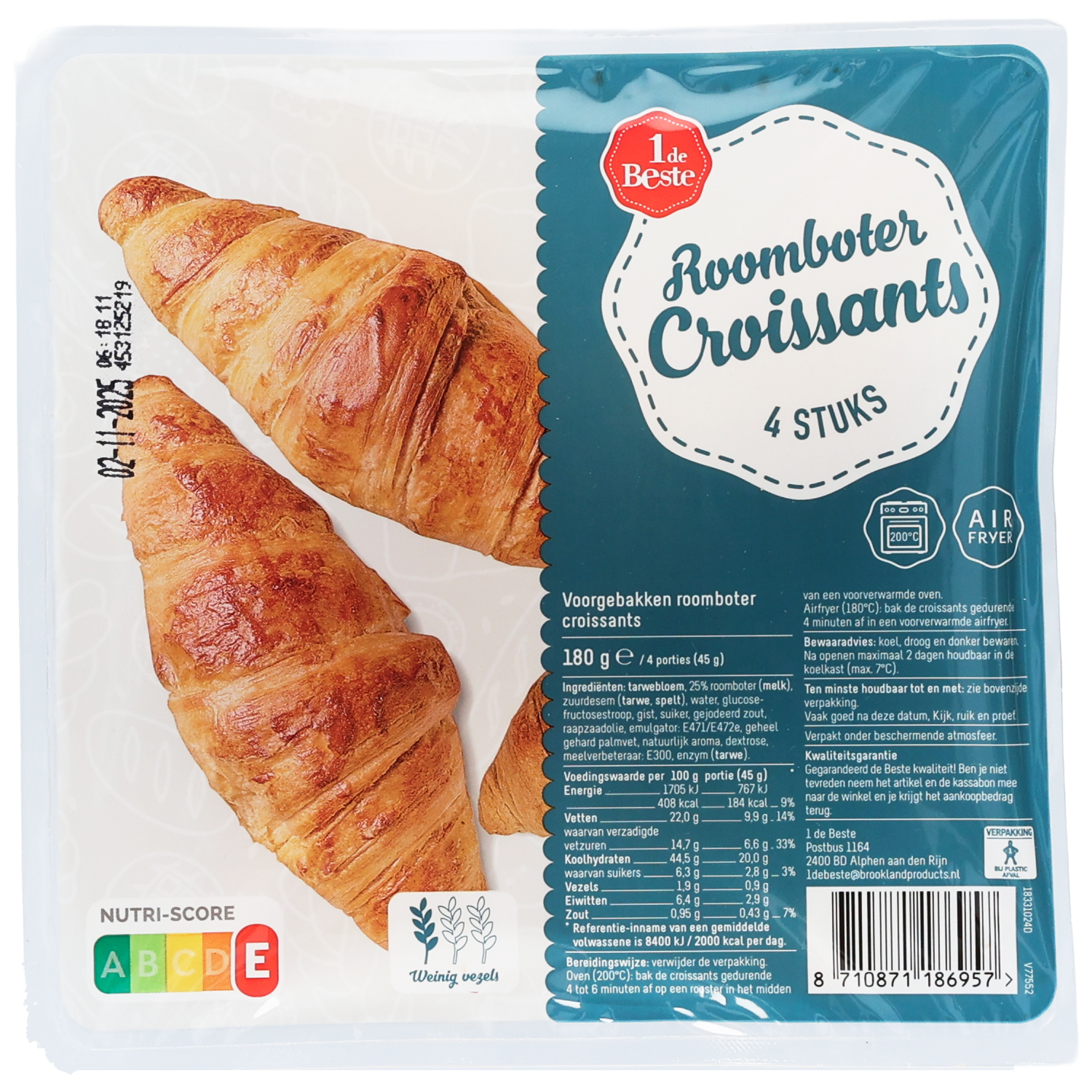 1 de Beste Roomboter croissants 4 stuks