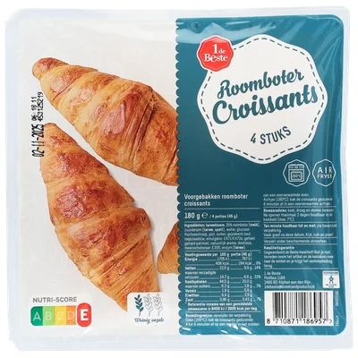 1 de Beste Roomboter croissants 4 stuks