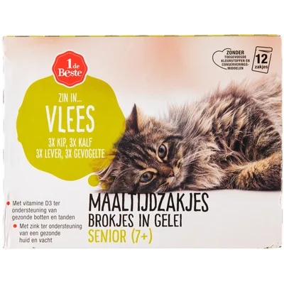 1 de Beste Kattenvoer maaltijdzakjes senior in gelei 12 stuks