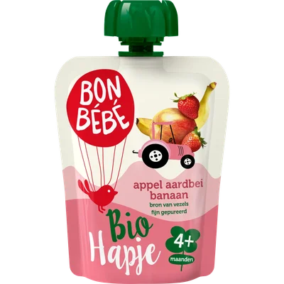 Bonbébé Biohapje appel-aardbei 6+ maanden