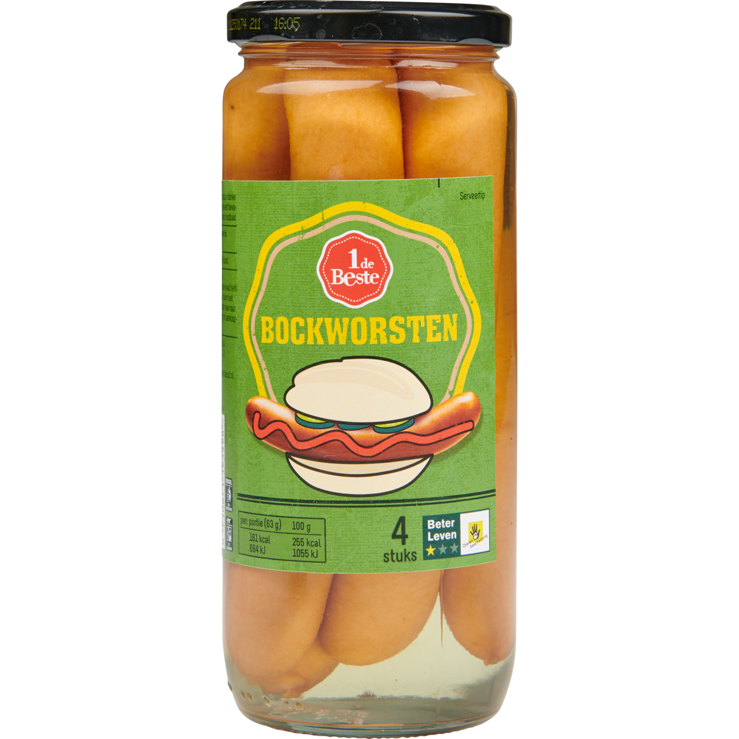 1 de Beste Bockworst in glas 4 stuks