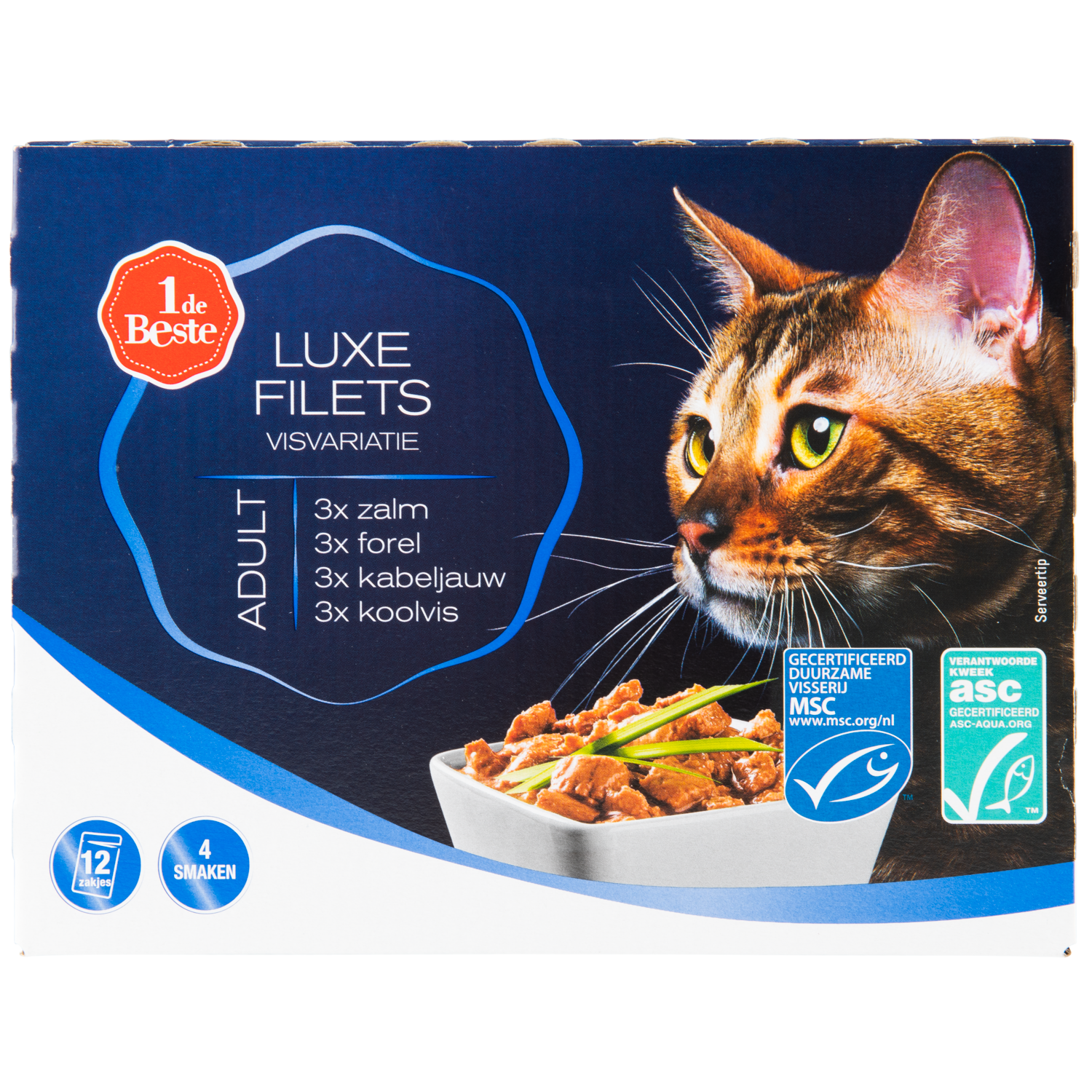 1 de Beste Kat luxe filets vis variatie 12 stuks